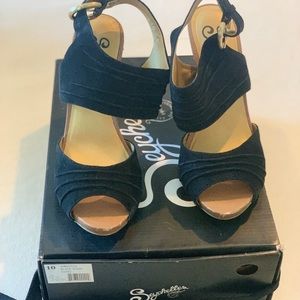 Seychelles Black Suede Heels